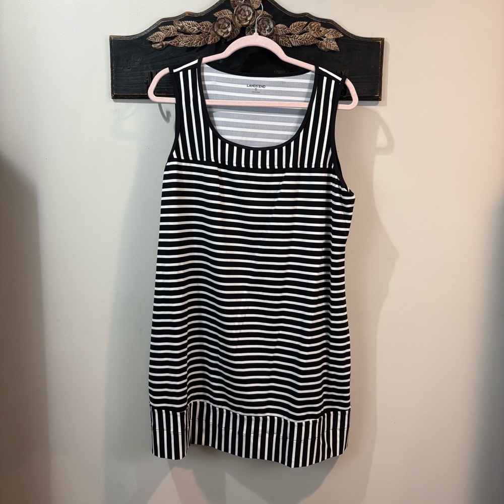Lands End Striped Stretch Knit Resort Swim Cover Up Dress Size XL 18
